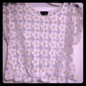 Top shop mesh daisy crop top